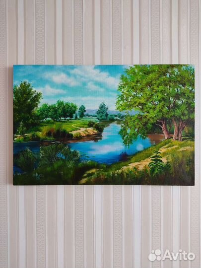 Картина маслом на холсте летний пейзаж