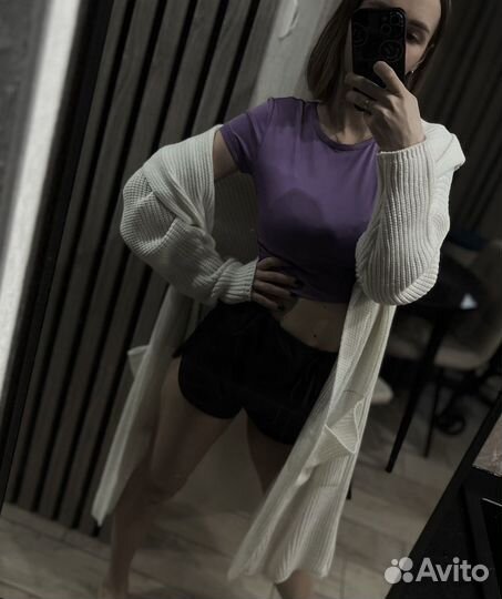 Длинный вязаный кардиган