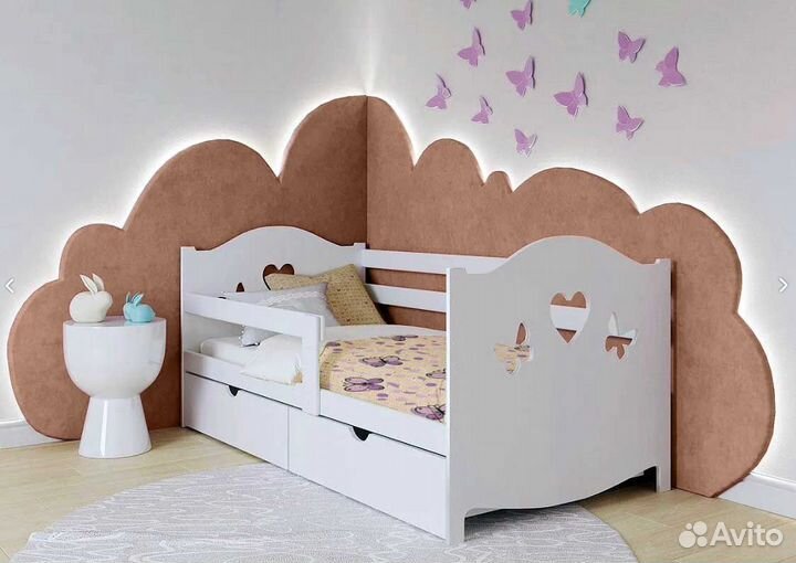 Кроватка от 2х лет из массива сингл с бортиком