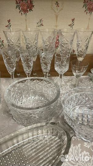 Хрустальные фужеры бокалы рюмки салатники