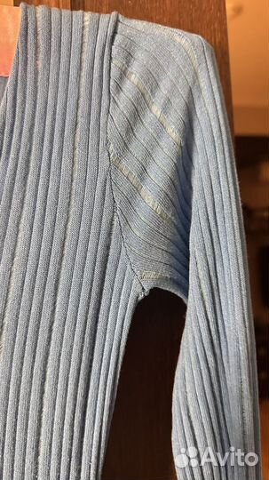 Платье лапша с разрезом небесно голубое