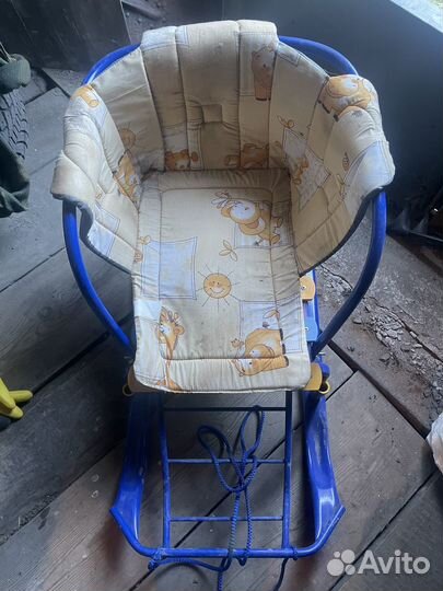 Санки, колесики, спинка