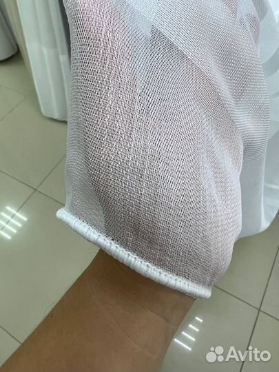 Гардина, основа - бамбук, с льняными полосами