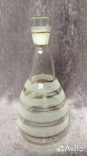 Штоф зеленое матовое стекло позолота СССР 1960-е