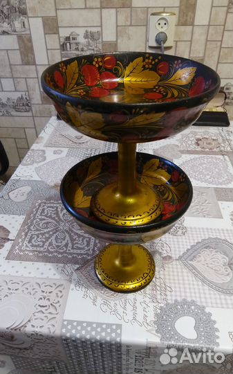 Ваза хохлома,б\у ссср,ложка новая,туесок береста