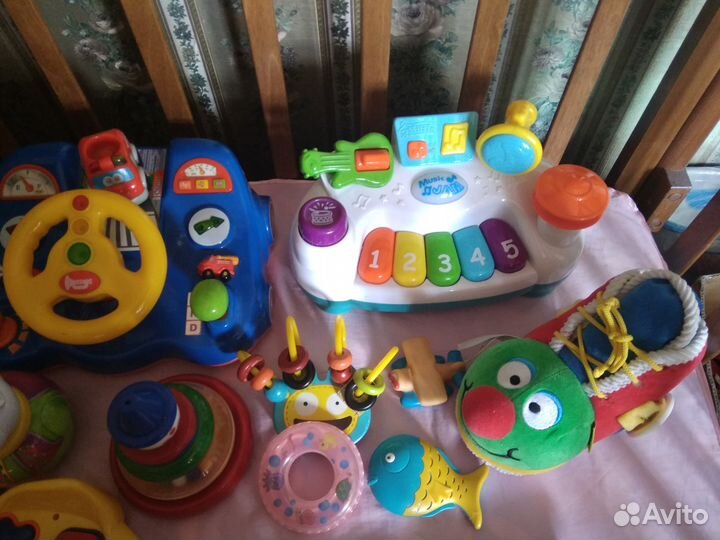 Развивающие игрушки Пианино, сортер Рыбка и др