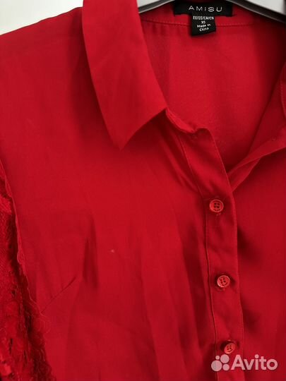 Рубашка ажурная Xs красная женская