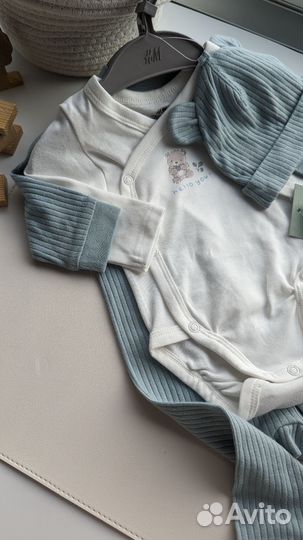 Новый комплект h&m слип,боди,шапочка 56,62,74