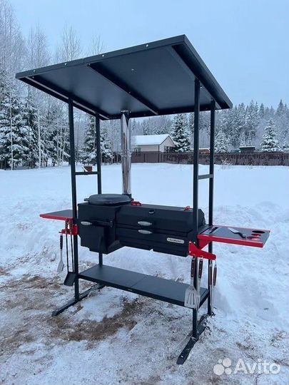 Мангал с печью и крышей