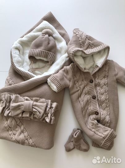 Вязанный набор / комплект на выписку осень-зима