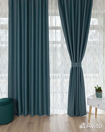 Шторы блэкаут Амадео морская волна новые пошив