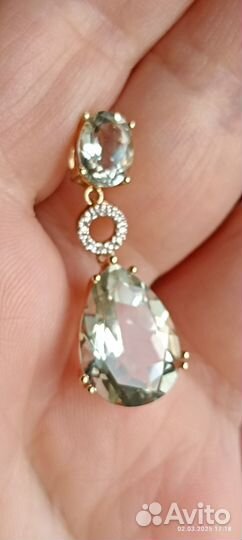 Золотая подвеска кулон бриллиантики аметист 585