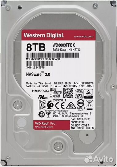 HDD, WD, RED PRO WD8003ffbx, SATA, 3,5