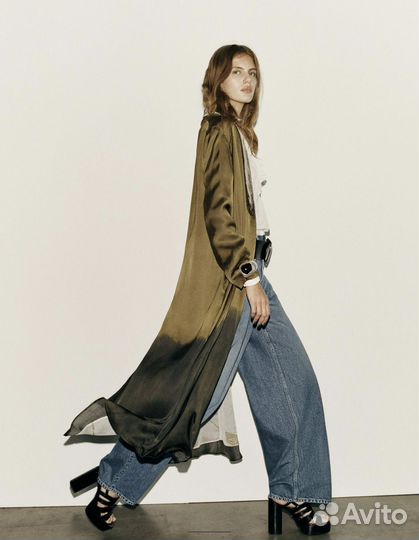 Кимоно с бархатным воротником zara новое