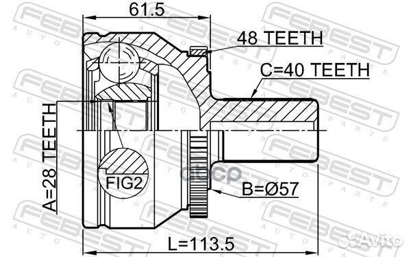 Шрус наружный 28X57X40 2710-xc90a48 Febest