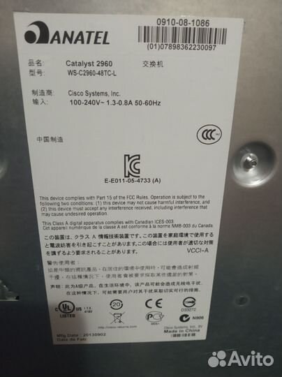 Коммутатор Cisco WS-C2960-48TC-L