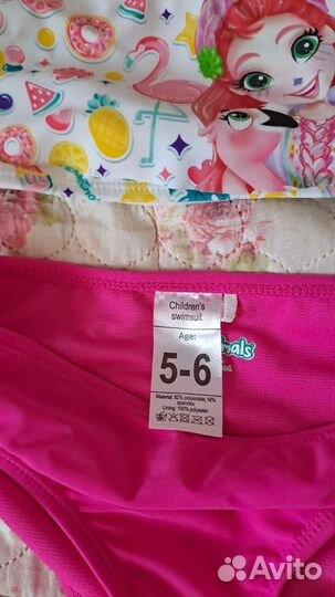 Купальник детский новый 110 см. + сабо + панамка