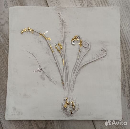 Ботанический барельеф, гипсовое панно