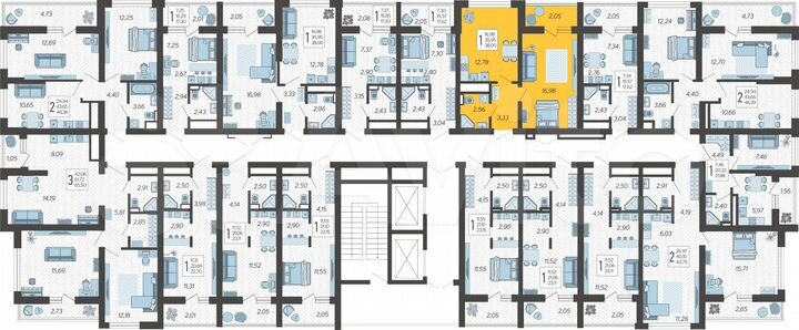 1-к. квартира, 38 м², 13/19 эт.
