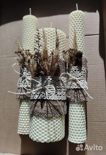 Свечи из вощины с травами, свадебное свечи