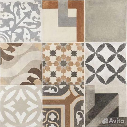 Плитка vintage 60.8X60.8 напольная - пэчворк, под бетон, Испания