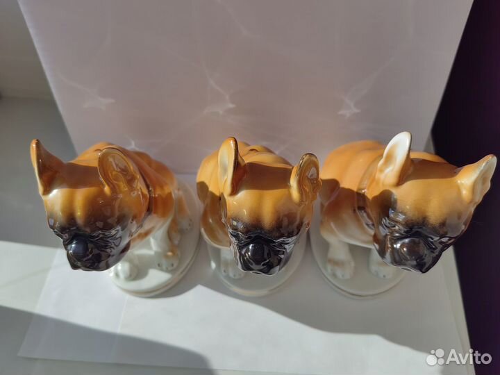 Фарфоровая статуэтка Собака Бульдог Боксер лфз