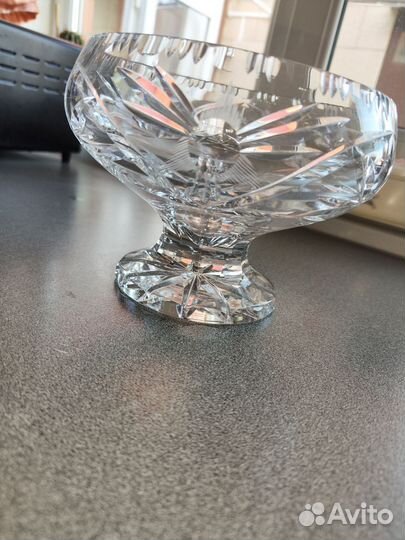Конфетница ваза на ножке хрусталь чсср