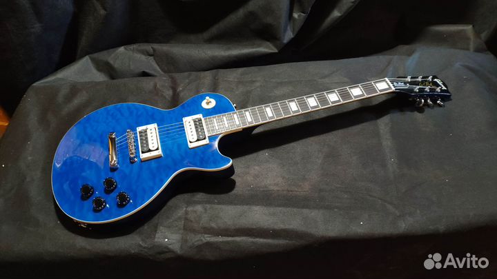 Реплика Gibson Les Paul Standard синий огненный