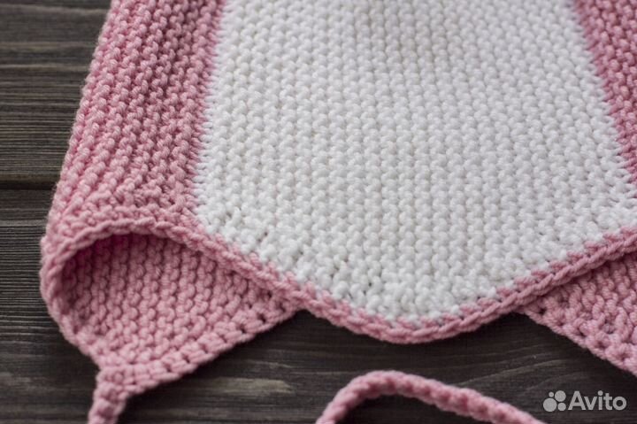 Вязаная детская шапочка, розовая, новая (5-9 мес)
