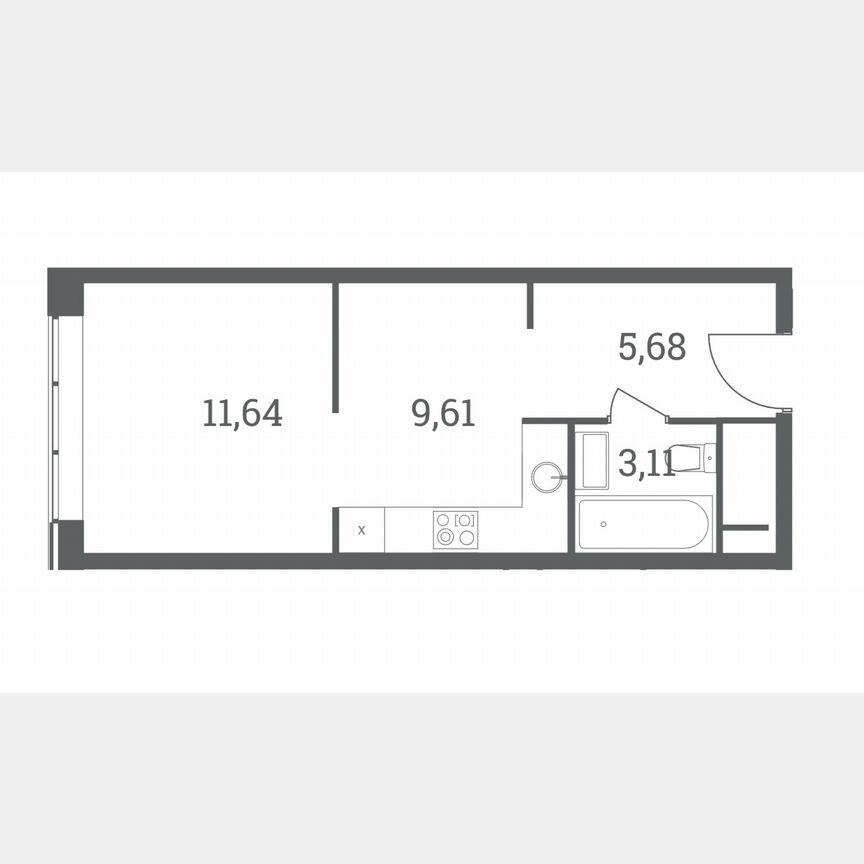 Квартира-студия, 30 м², 42/51 эт.