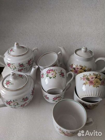 Сервизы чайные, молочники, сахарницы, чайные пары