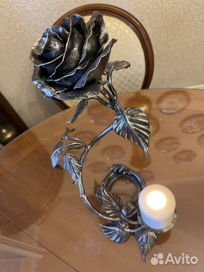 Подсвечник-Роза Кованная Ручная работа