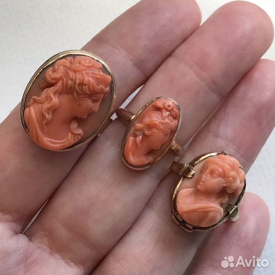 Натуральные кораллы кольцо антиквариат