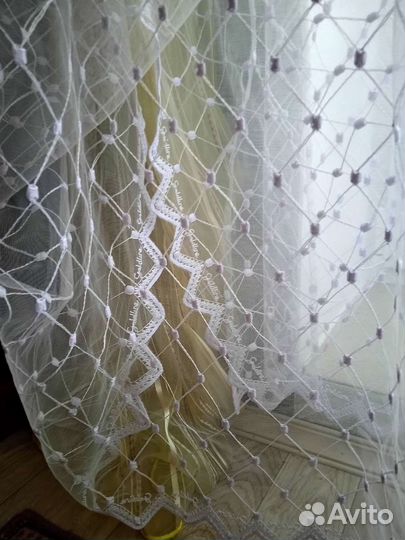 Тюль белая бу, высота 2,60, ширина 5,00 метров