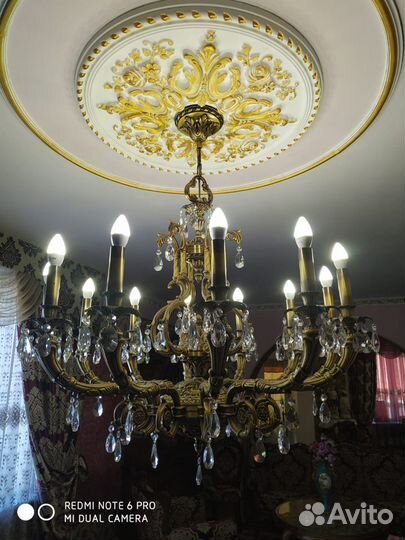 Люстра натуральная бронза,хрусталь