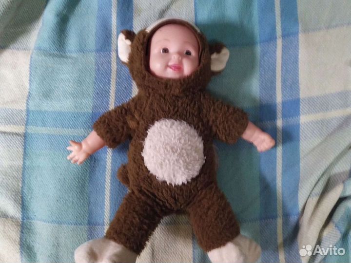 Игрушка пупс в костюме обезьяны и мишка