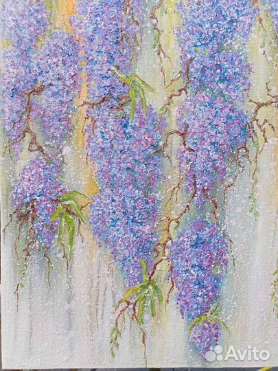 Картина маслом на холсте сирень 50х70