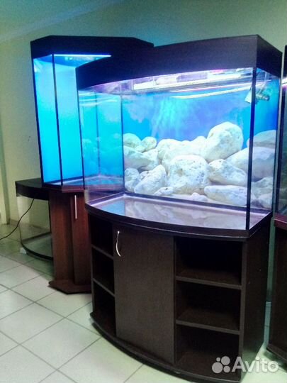 Аквариум 220 полукруглый, свет, биофильтр,подстав