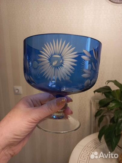 Конфетница цветное стекло СССР