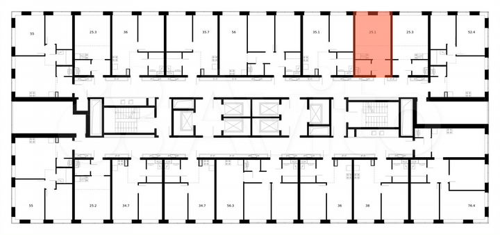 Квартира-студия, 25,1 м², 10/62 эт.