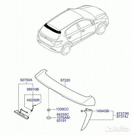 Спойлер багажника Kia Rio 4 G4FG 2020