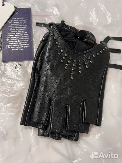 Перчатки без пальцев митенки новые кожа