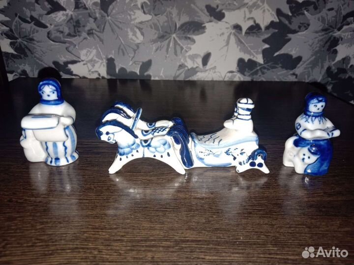 Статуэтки гжель СССР тройка