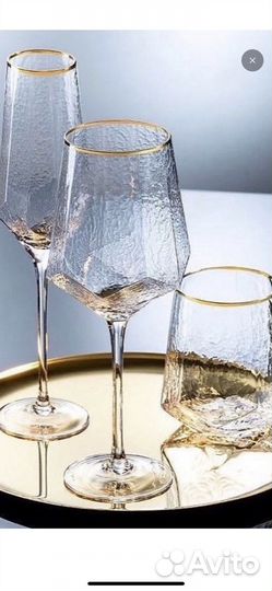 Бокалы мятое стекло