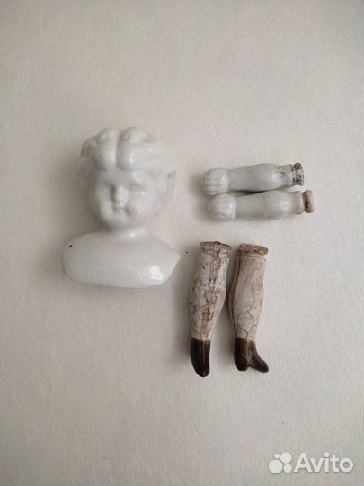 Комплект антикварной куклы, бюст, ручки, ножки