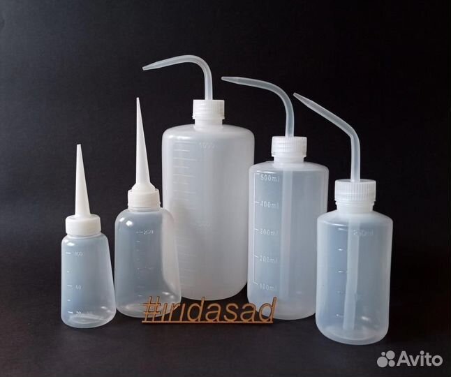 Бутылочки для полива с носиком 100, 250, 500мл, 1л
