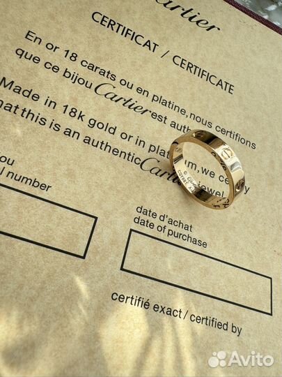 Кольцо Cartier love желтое золото 750 проба