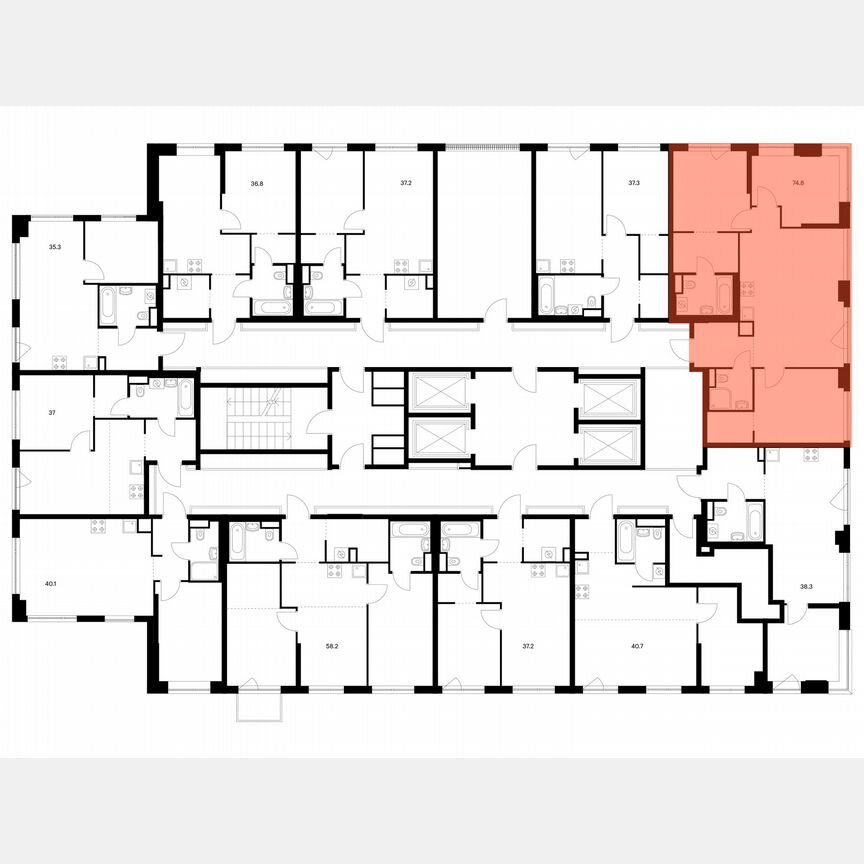 3-к. квартира, 74,8 м², 23/32 эт.