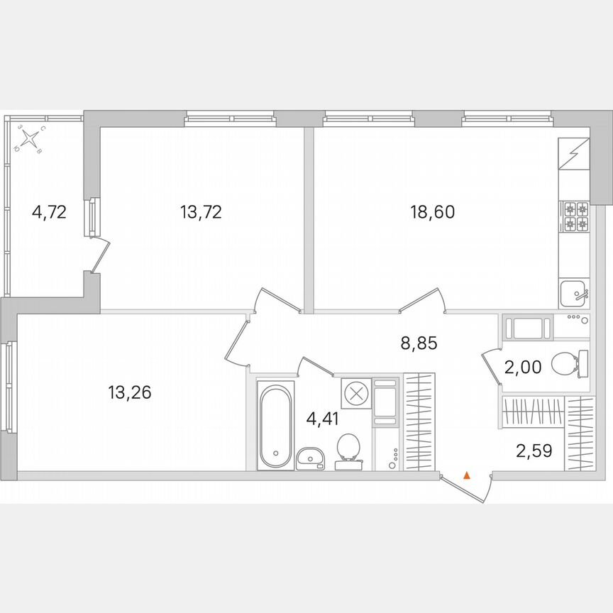 2-к. квартира, 65,8 м², 5/8 эт.