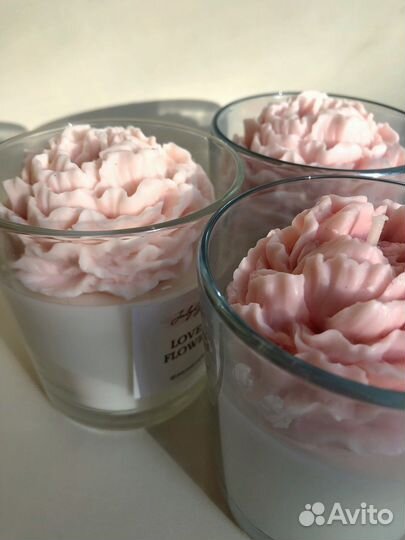 Арома свеча пион в стакане 250мл - кокосовый воск